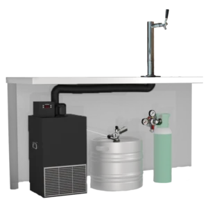 A complete 1 tap ice bank short draw under bar system