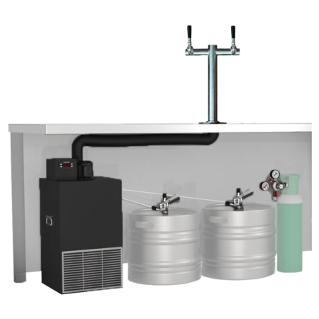 A complete 2 tap ice bank short draw under bar system
