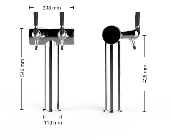 FlexiDraft™ Copenhagen Duo Tower chrome without illumination dimentions