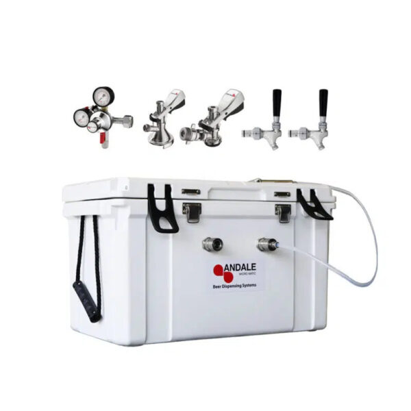 Andale Micro Matic Deluxe Cold Plate Cooler to fit 2 kegs with all parts including the cold plate, taps, keg couplers and gas regulator included.