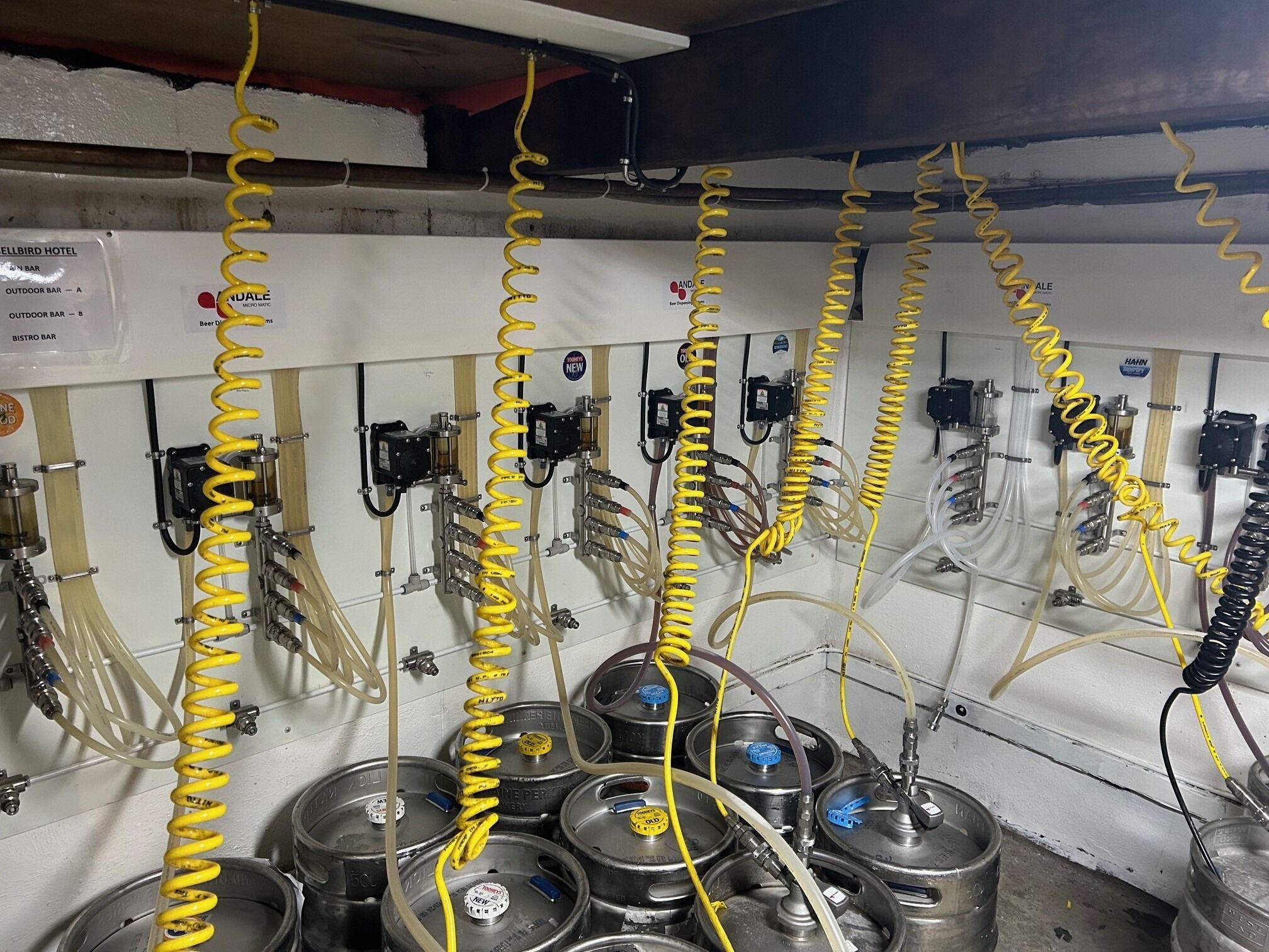 Andale Micro Matic cold cool room set up with beer kegs.