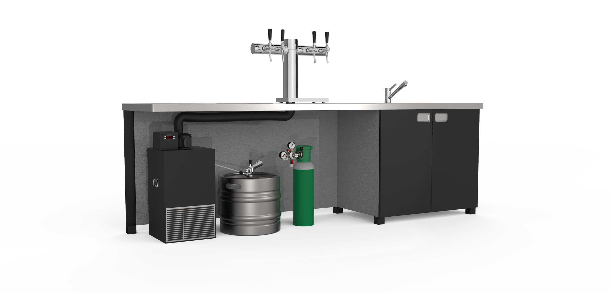 Andale Micro Matic graphic for under counter chiller with keg and gas bottle and keg coupler and gas regulator